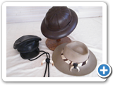 G13 - Boar tusk Bolo Tie, Biker's hat, Phite Helmet and zeebra skin hat band with boar tusks