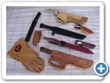 E29 - Handmade knives and cases, beaded gauntlet gloves